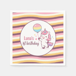 Magical Unicorn & Rainbow Girl 1st Birthday party  Serviette