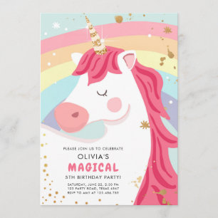 Magical Unicorn Rainbow Girl Birthday Einladung