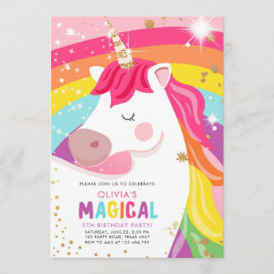 Magical Unicorn Rainbow Girl Birthday Einladung
