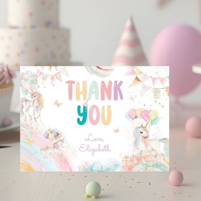 Magical Unicorn Rainbow Pastel Birthday Dankeskarte (Von Creator hochgeladen)