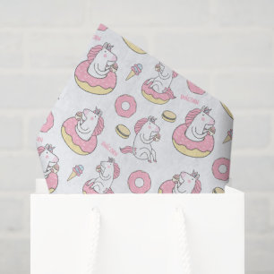 Magical Unicorn Reiten eines Donut-Musters Seidenpapier