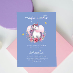 Magical Unicorn Rosa Gold Elegante Einladung