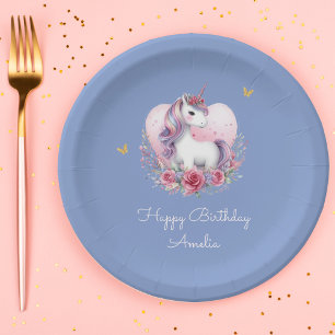 Magical Unicorn Rosa Gold Elegante Pappteller