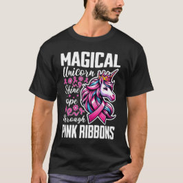 Magical Unicorn Shine Hope Through Pink Ribbons T-Shirt