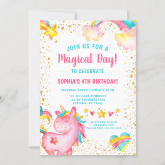 Magical Unicorn Stars Geburtstagseinladungen Einladung