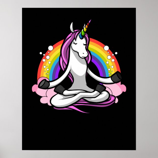 Magical Unicorn Yoga Zen Medizin Regenbogen Poster (Vorne)