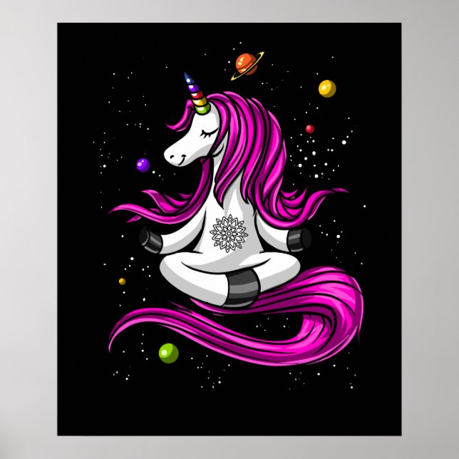 Magical Unicorn Yoga Zen Space Meditation Poster (Vorne)