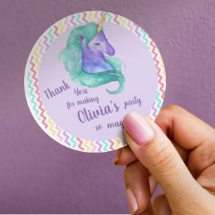 Magical Unicorn Zickzack Pastel Kindergeburtstag P Runder Aufkleber
