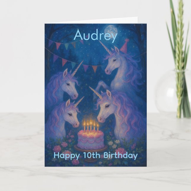 Magical Unicorns Mystical Customizable Birthday Karte (Vorderseite)