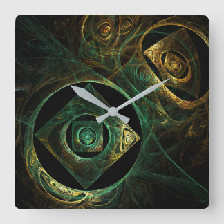 Magical Vibration Abstract Art Square Quadratische Wanduhr