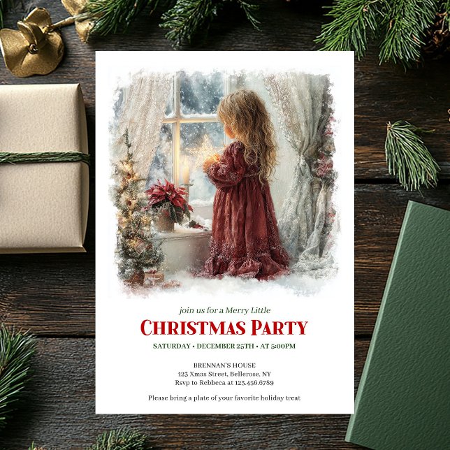 Magical Victorian Little Girl Awaiting Santa DNL Einladung (Magical Victorian Little Girl Awaiting Santa Download Invite)