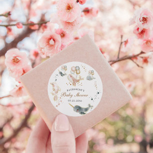 Magical Whales Balloons Stars Baby Dusche Runder Aufkleber