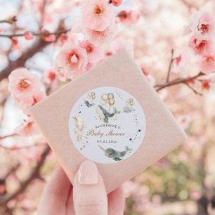 Magical Whales Balloons Stars Baby Dusche Runder Aufkleber