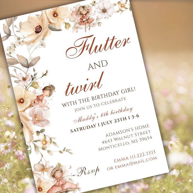 Magical Whimsical Fairy Floral Garden Birthday  Einladung (Von Creator hochgeladen)