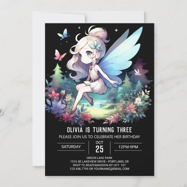 Magical Whimsy Fairy Birthday Einladung (Vorderseite)