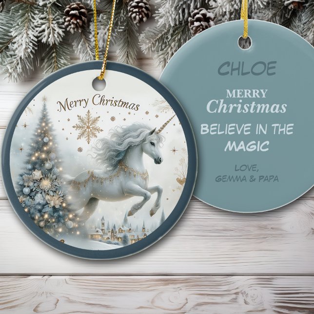 Magical White Unicorn Granddaughter Christmas Keramik Ornament (Von Creator hochgeladen)