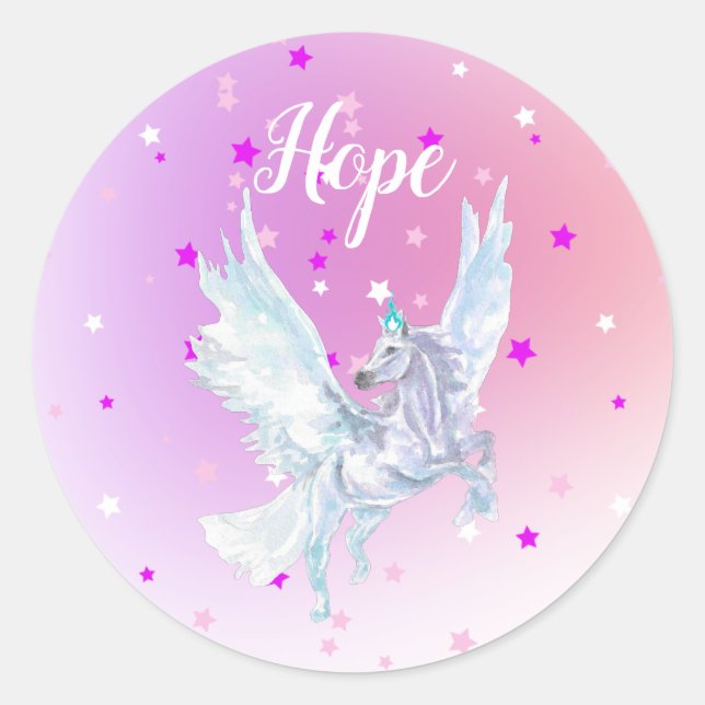 Magical white unicorn runder aufkleber (Vorderseite)