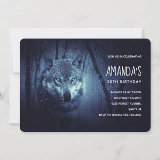 Magical Wild Wolf mit Phantastischen blauen Augen Einladung