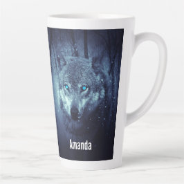 Magical Wild Wolf mit Phantastischen blauen Augen Milchtasse