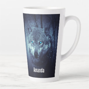 Magical Wild Wolf mit Phantastischen blauen Augen Milchtasse