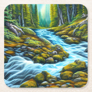 Magical Wilderness Bubbling Brook Rechteckiger Pappuntersetzer