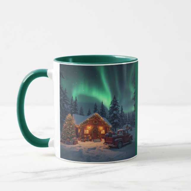 Magical Winter Cabin Christmas Tasse (Links)