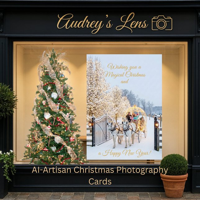 Magical Winter Carriage Ride Christmas Photo Card Karte (Von Creator hochgeladen)