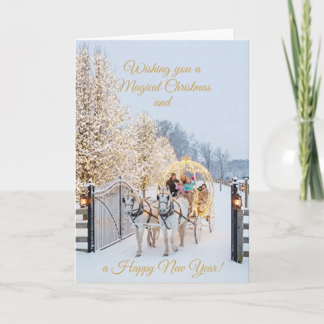 Magical Winter Carriage Ride Christmas Photo Card Karte (Vorderseite)