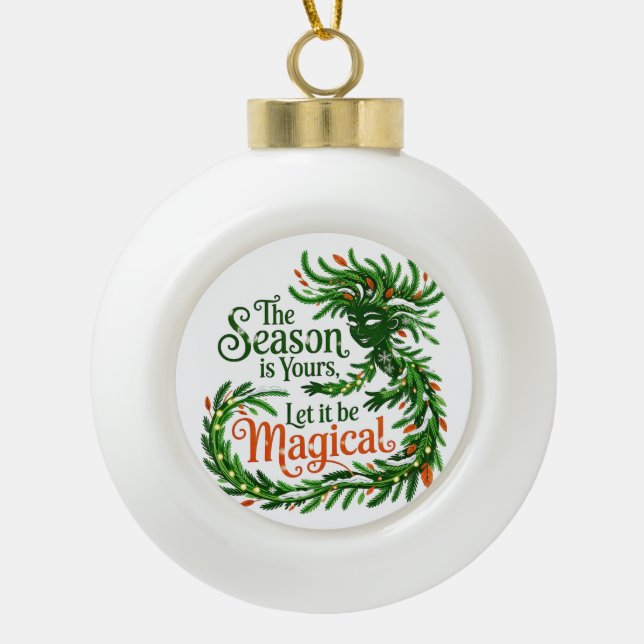 Magical Winter Spirit Forest Queen Christmas Ornam Keramik Kugel-Ornament (Vorderseite)