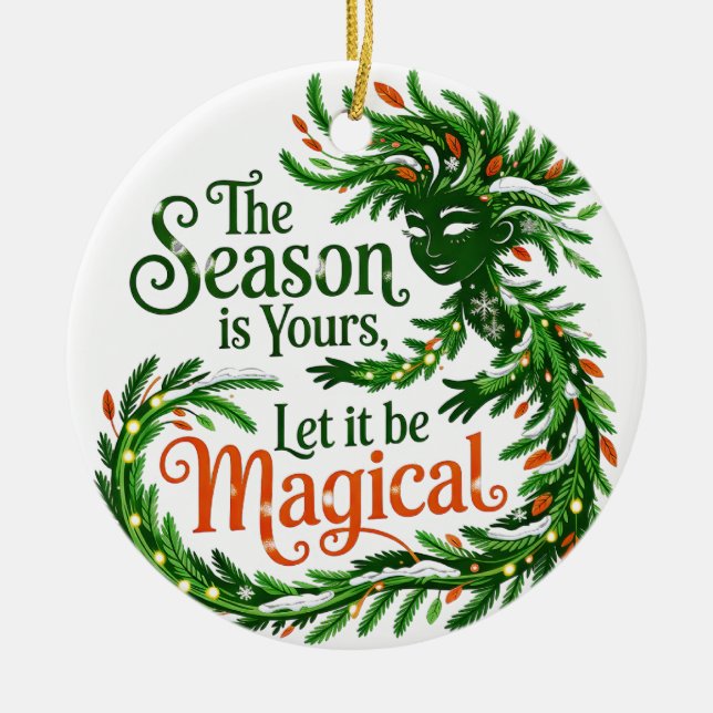 Magical Winter Spirit Forest Queen Christmas Ornam Keramik Ornament (Vorne)
