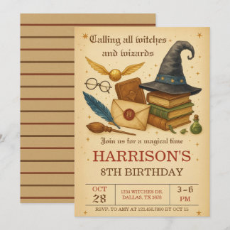 Magical Wizard and Witches Birthday Einladung