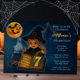 Magical Wizard Boy Birthday Einladung