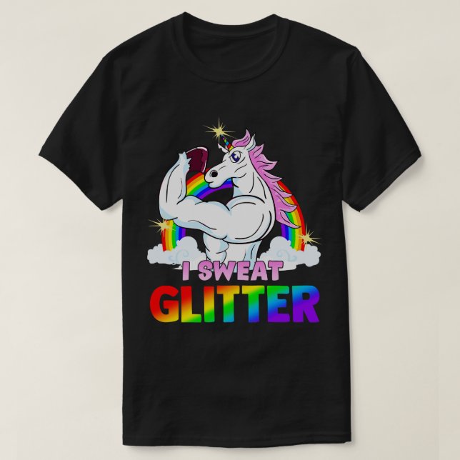 Magical Workout Unicorn I Sweat Glitzer Gym Exerci T-Shirt (Design vorne)