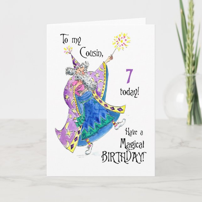 Magician 7th Birthday Card für einen Cousin Karte (Vorderseite)