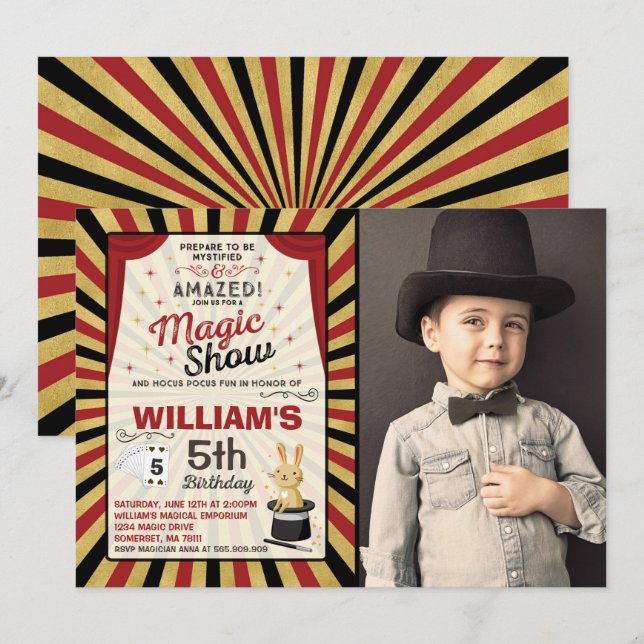 Magician Birthday Einladung Magic Show Party (Vorne/Hinten)