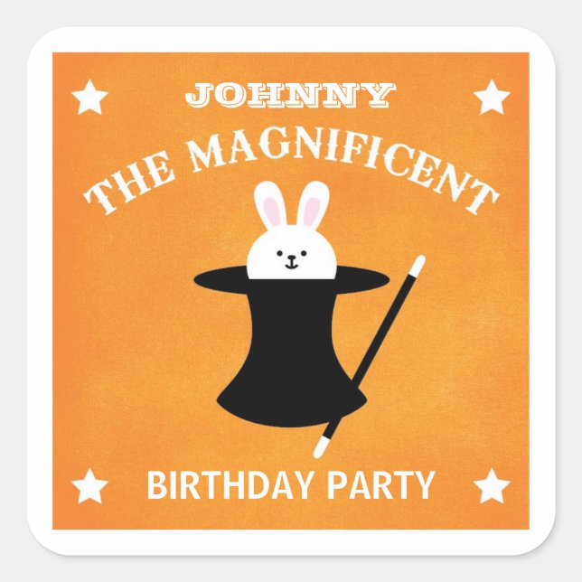 Magician Birthday Party Gefallen Sticker (Vorderseite)