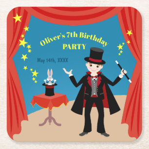 Magician Boy Show Geburtstagsparty Rechteckiger Pappuntersetzer