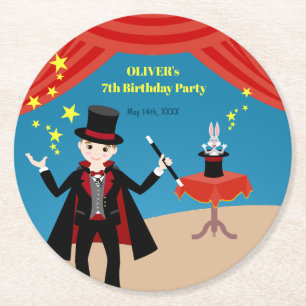 Magician Boy Show Geburtstagsparty Runder Pappuntersetzer