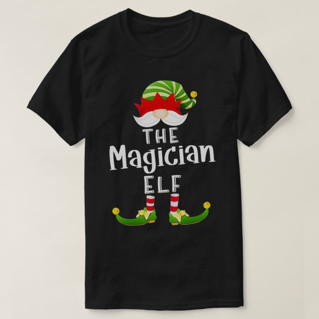 Magician Elf Group Christmas Funny Pajama Party T-Shirt (Design vorne)