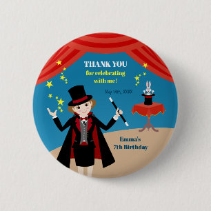 Magician Girl Show Birthday Party Button