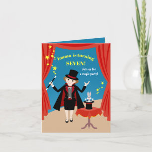 Magician Girl Show Birthday Party Einladung
