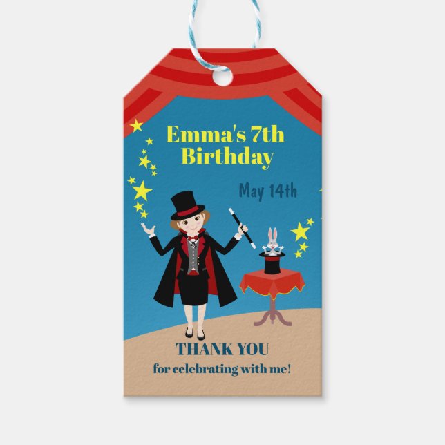 Magician Girl Show Birthday Party Geschenkanhänger (Vorderseite)