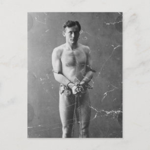 Magician Harry Houdini Stehend in Chains Postkarte