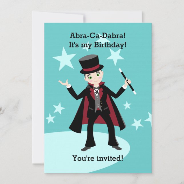 Magician Jungen Geburtstagsfeier Einladung (Vorderseite)