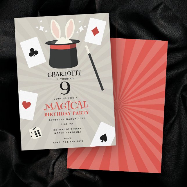 Magician-Kindergeburtstag-Party Einladung (Magic Show Magician Kids Birthday Party Invitation)