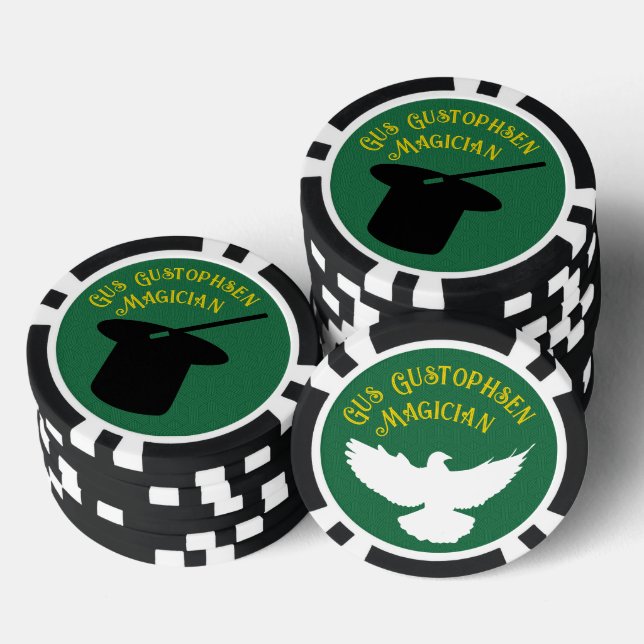 Magician Personalisiert Top Hat und Dove Pokerchips (Stapel)