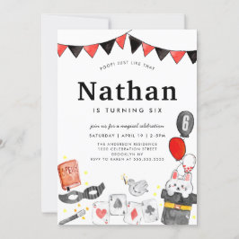 Magician Rabbit Deck Card Wand Zaubershow Geburtst Einladung