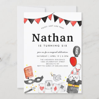 Magician Rabbit Deck Card Wand Zaubershow Geburtst Einladung