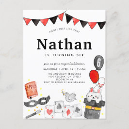 Magician Rabbit Deck Card Wand Zaubershow Geburtst Postkarte