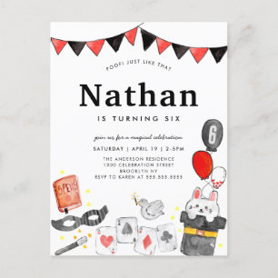 Magician Rabbit Deck Card Wand Zaubershow Geburtst Postkarte